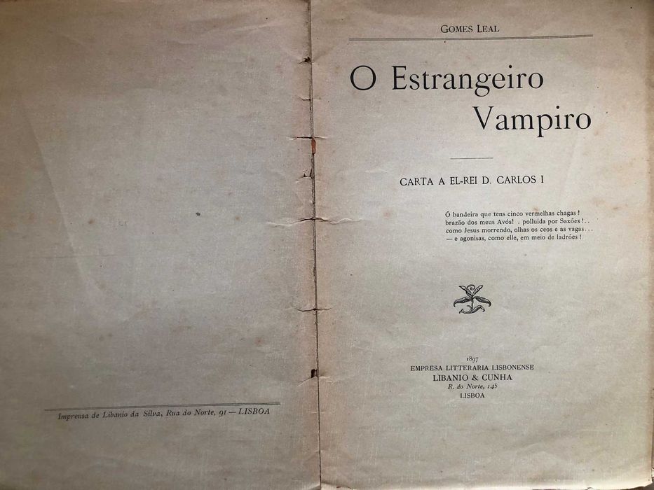 O Estrangeiro Vampiro - Carta a El-Rei D. Carlos I - Gomes Leal