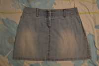Krótka jeansowa spódnica jasna mini S 36 różowy szew