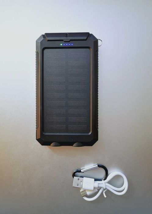 Powerbank Solarny Zielony 20.000 mAh 2xUSB A+C+micro, Latarka