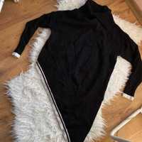 Dłuższy czarny, asymetryczny sweter, golf, River Island, S, 52%wiskoza