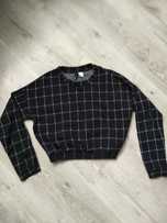 Czarna w kratkę krótka bluza H&M