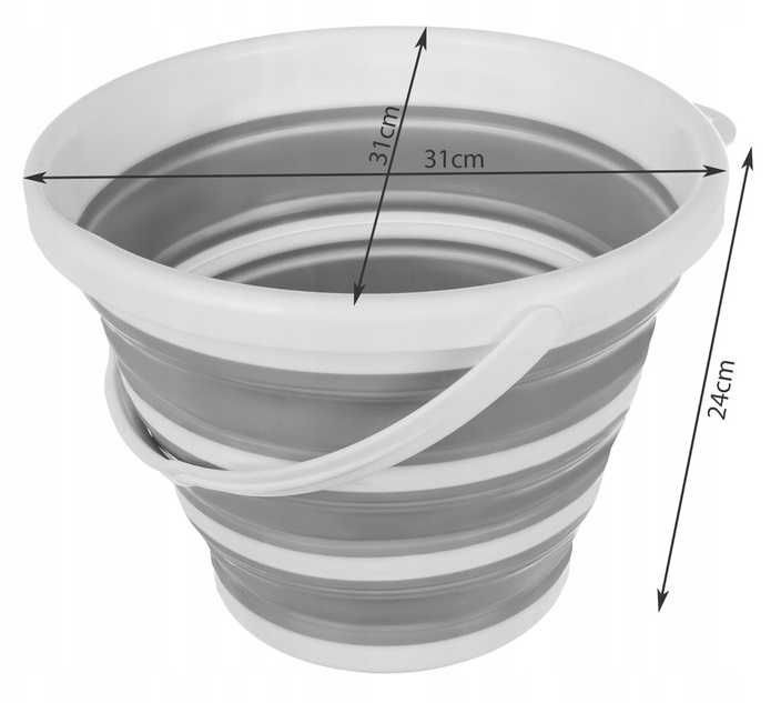 Wiadro Składane Silikonowe Praktyczne Wiaderko 10L ** Wejherowo