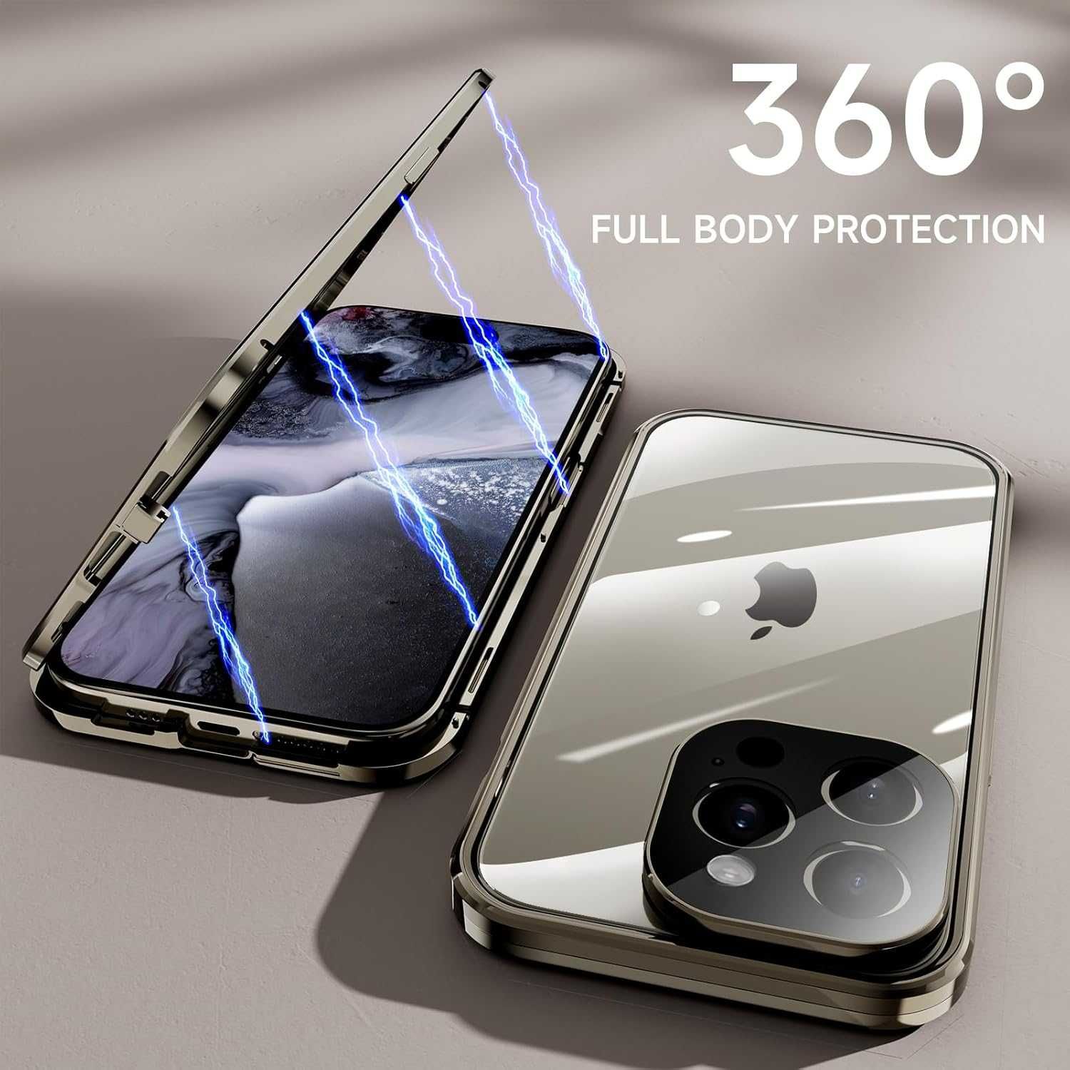 Magnetyczne Etui do iPhone 15 Pro osłona aparatu ze szkła hartowanego