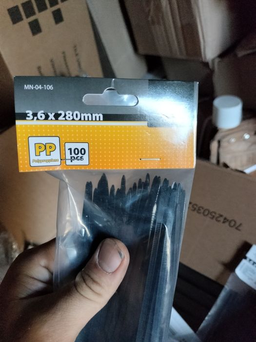 Хомут стяжки пластиковий 3.6 x 280 мм 100 шт. Чорний