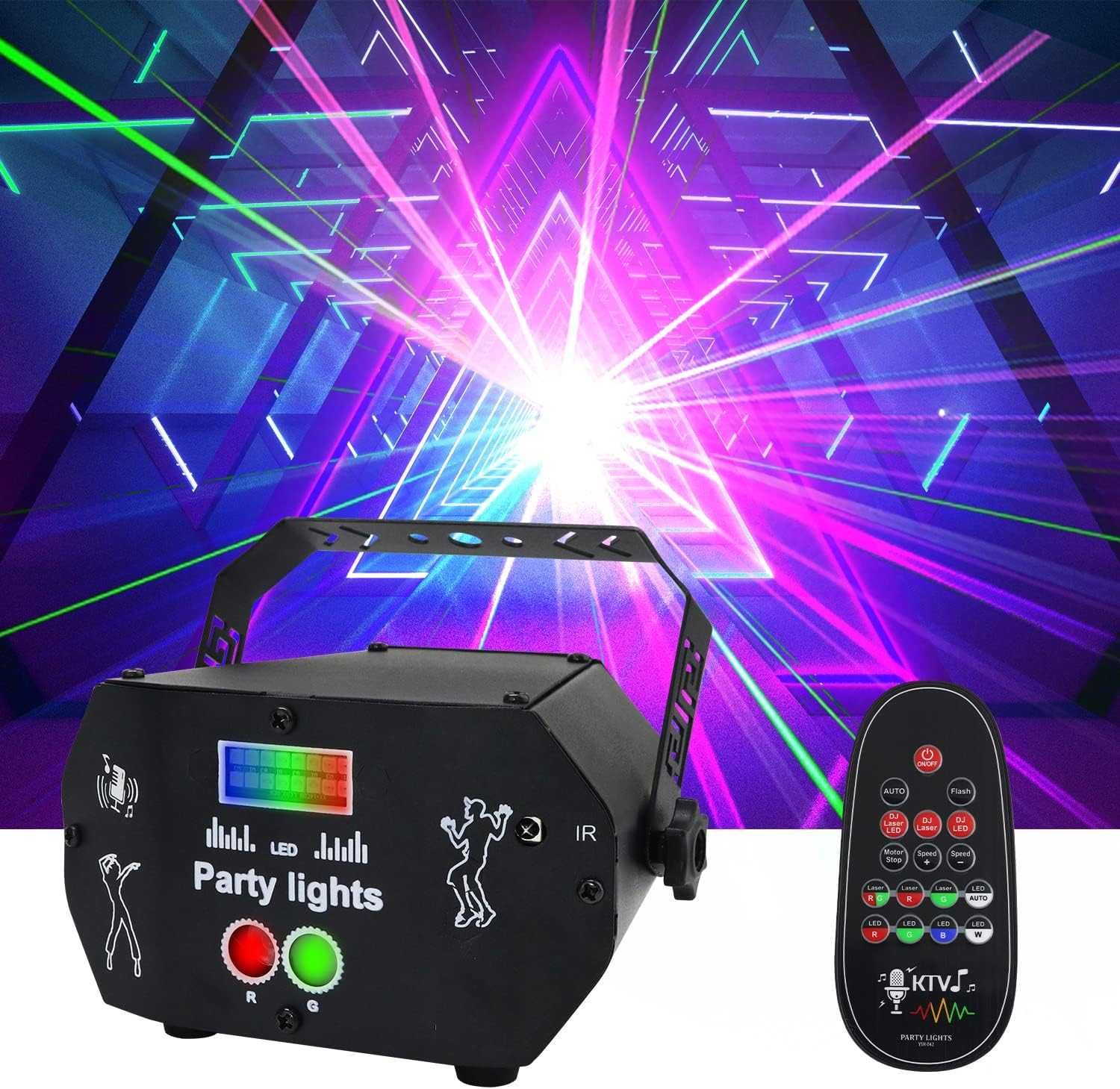 Laser dyskotekowy projektor RGB aktywowany dźwiękiem stroboskop FILM