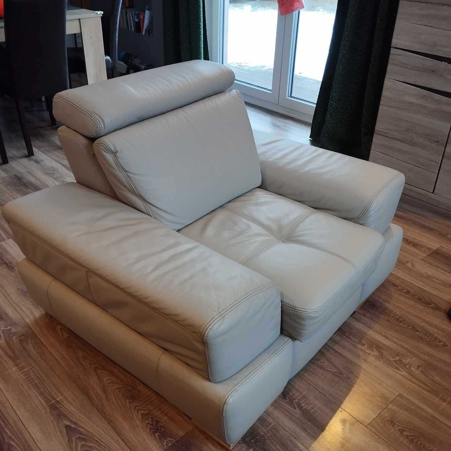 sofa dwuosobowa i fotel skórzane