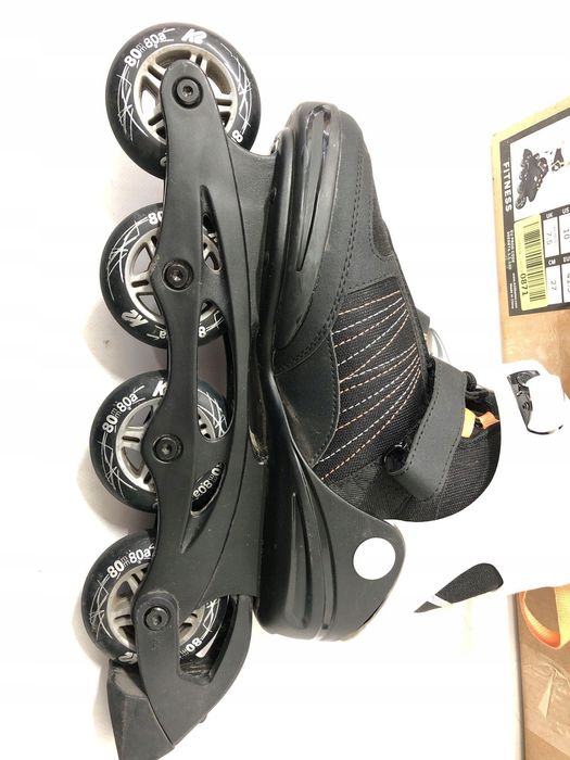 Damskie rolki K2 Alexis 80 czarne-pomarańczowe z hamulcem 80mm 80A