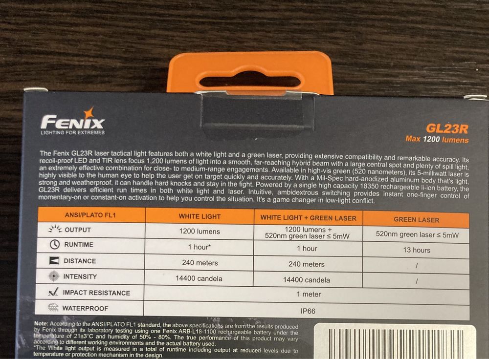 Підствольний ліхтар Fenix GL23R з зеленим лазером