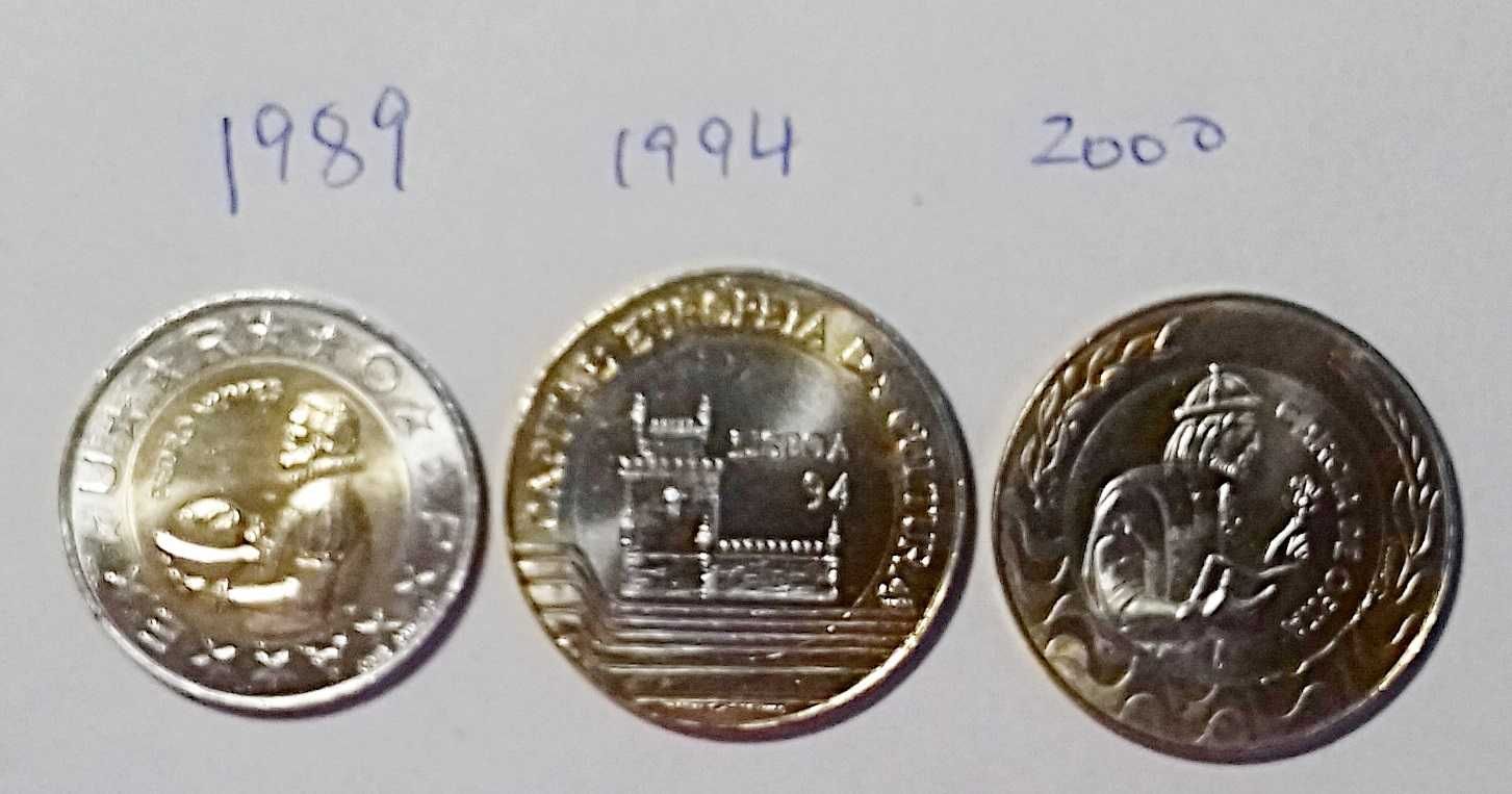 100$  200$: 3 moedas bimetálicas: Pedro Nunes, Lisboa, Garcia Horta,