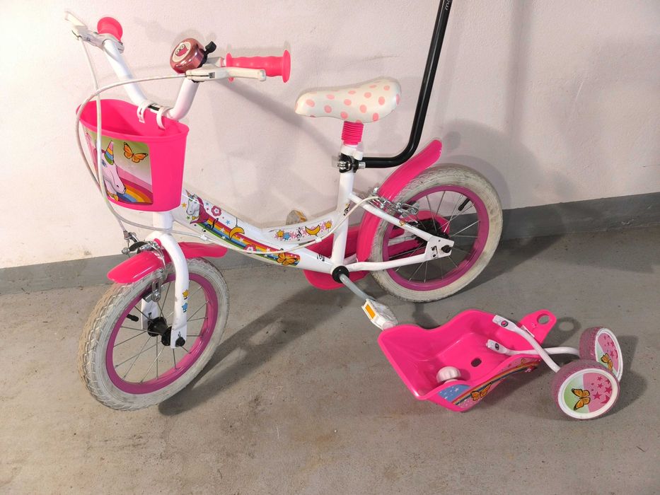 Rower dla dziewczynki 14 cali z kółkami bocznymi