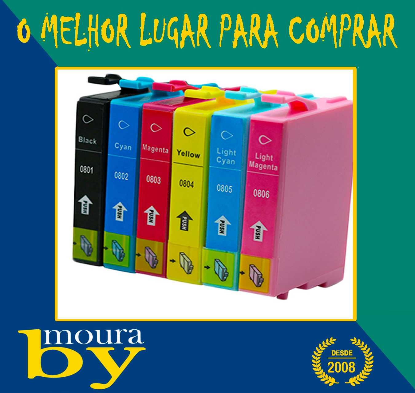 6 Tinteiros Compativeis Epson T0801 T0802 T0803 T0804 T0805 T0806