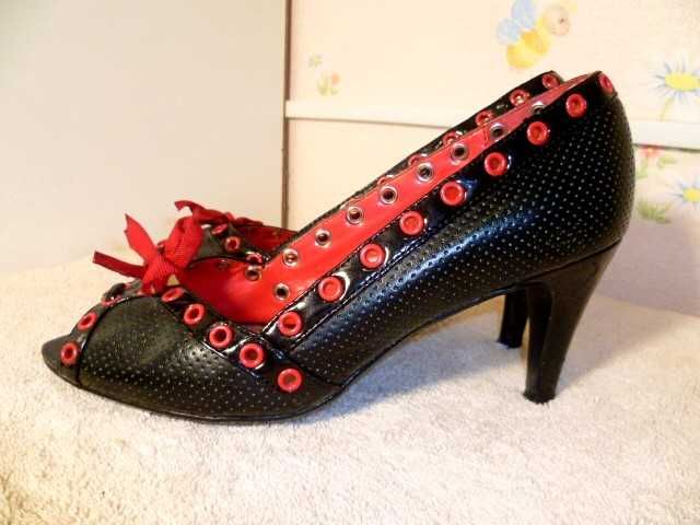 Туфли - босоножки Morgan с открытым носком черные-красные 24см