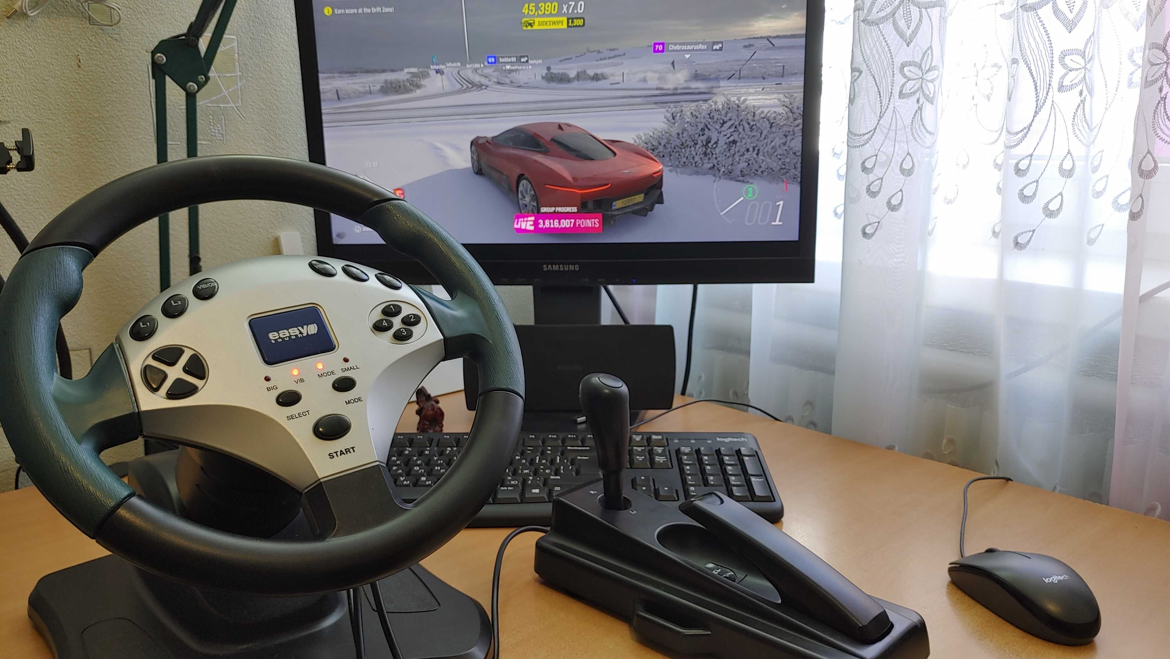 Ручник+коробка передач,Игровой руль для ПК ,iгрове кермо+ВИДЕО