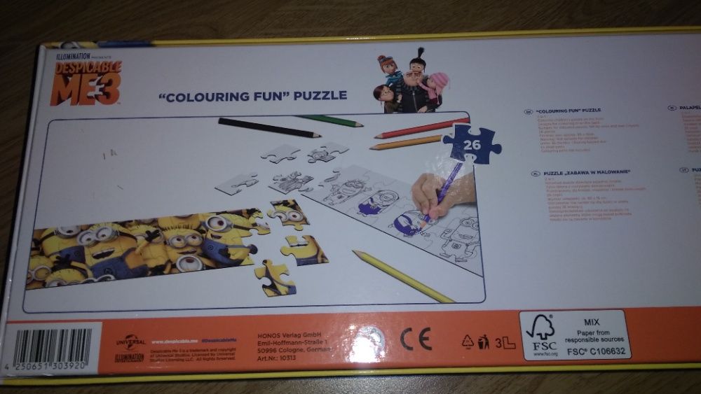 Puzzle "Colouring Fun " do kolorowania - 26 elementów - Minionki - 2 w