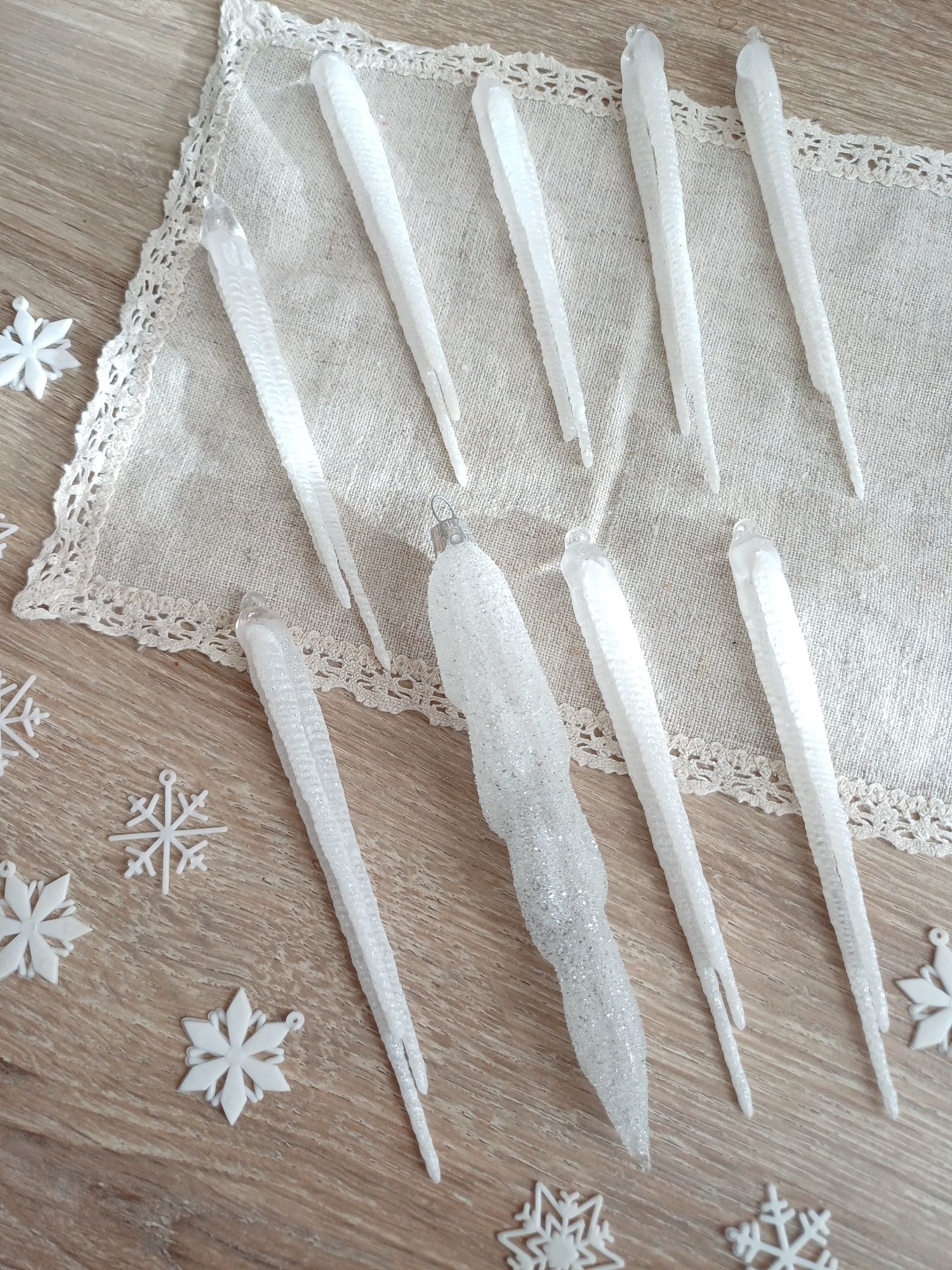 Sople sopelki zawieszki na choinkę ozdoby choinkowe plastikowe vintage