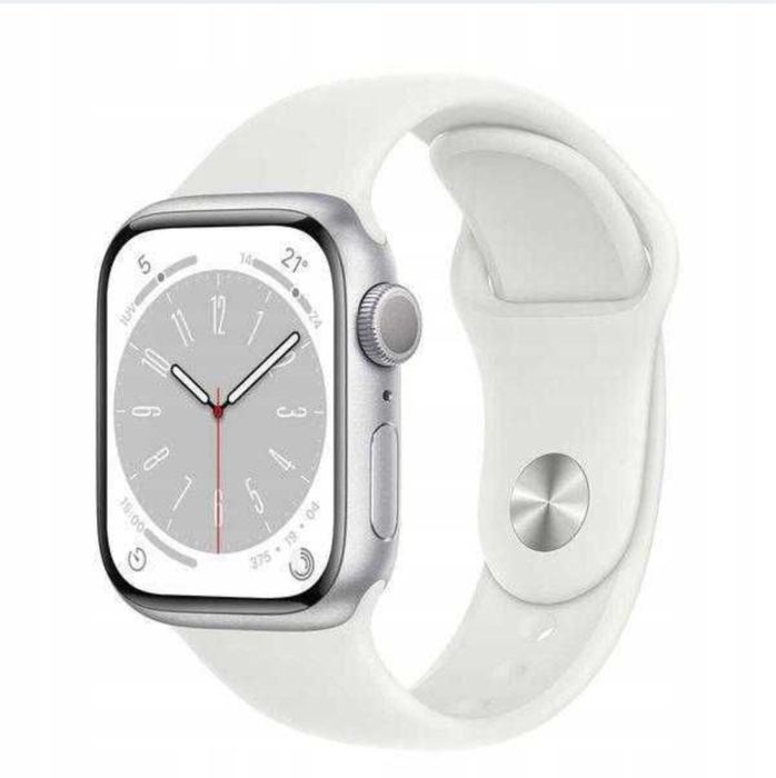 Apple Watch 8 45mm Silver + White sport Band