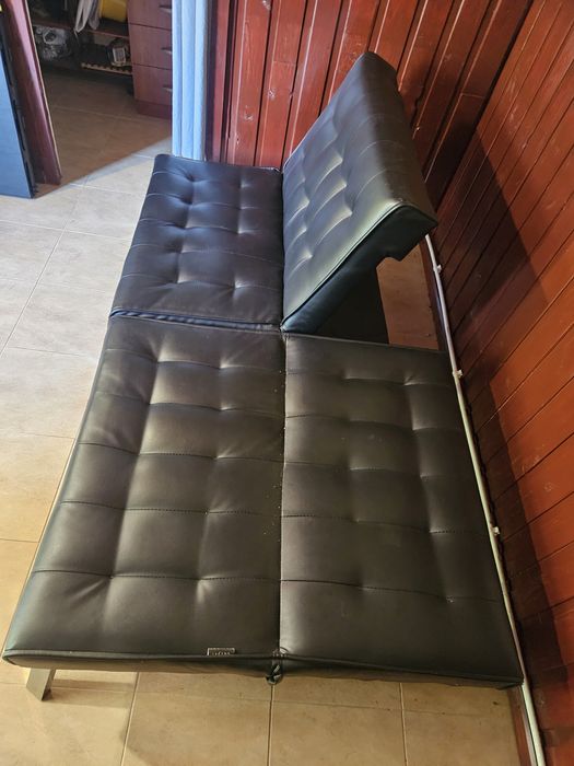 Sofa rozkładana dla 3 osób Ekoskóra Czarny