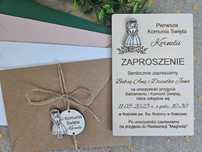 Pierwsza Komunia Święta ZAPROSZENIE dla dziewczynki i chłopca grawer