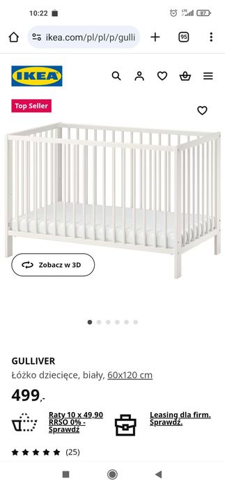 Łóżeczko ikea białe z materacem