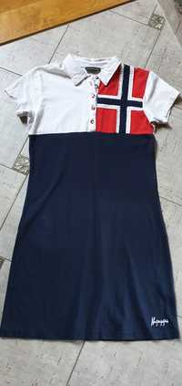 Napapijri oryginalna sukienka bawełna logo haftowane S M