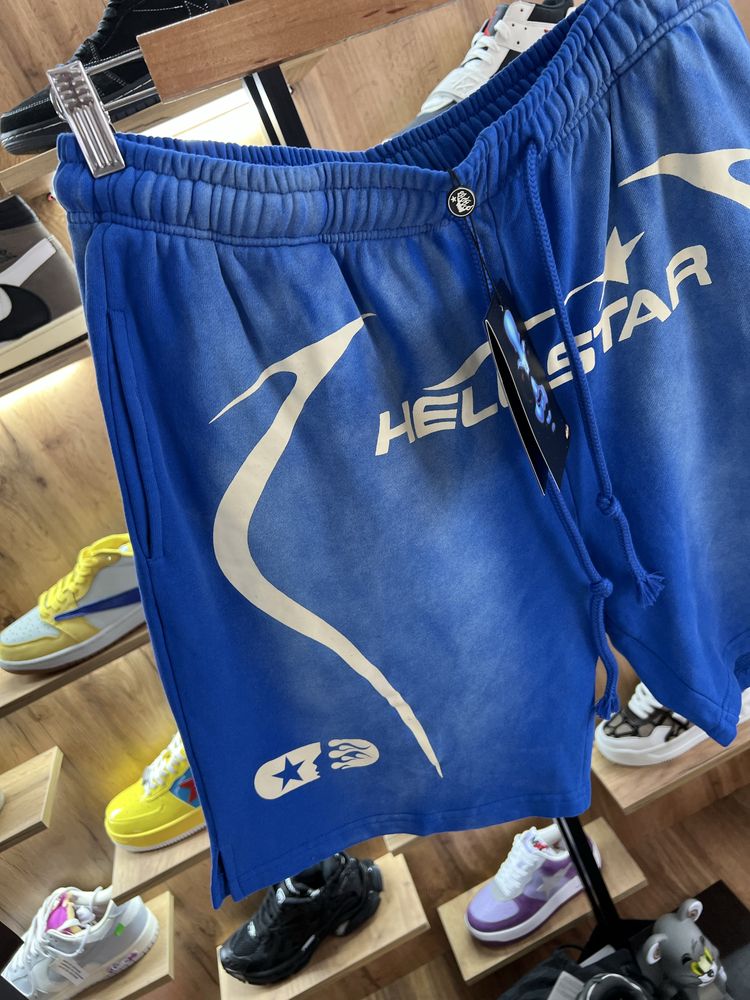 Шорти HELLSTAR Classic Logo Blue/Beige Faded Syna Corteiz