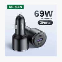 Ugreen автозарядка 69W 3 USB type-С в авто зарядне Швидка зарядка