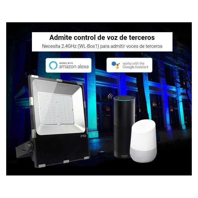 Foco projetor LED RGB+CCT 50W 4200lm - controlo por RF e WiFi