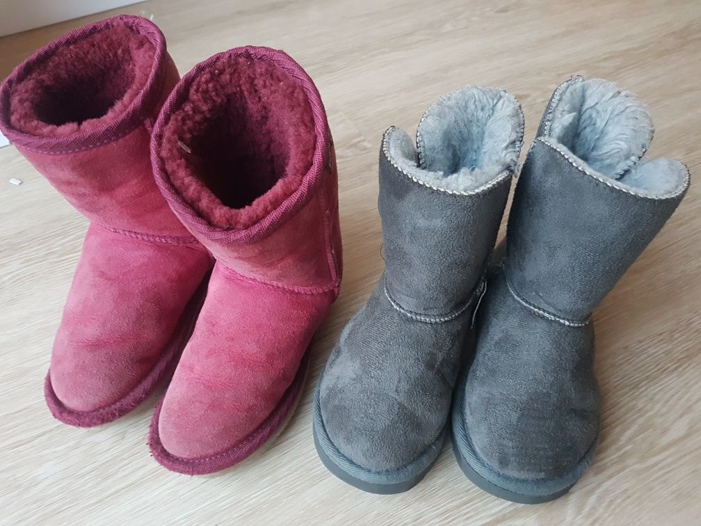 Buty UGG na zimę, śniegowce, czerwone, szare 29