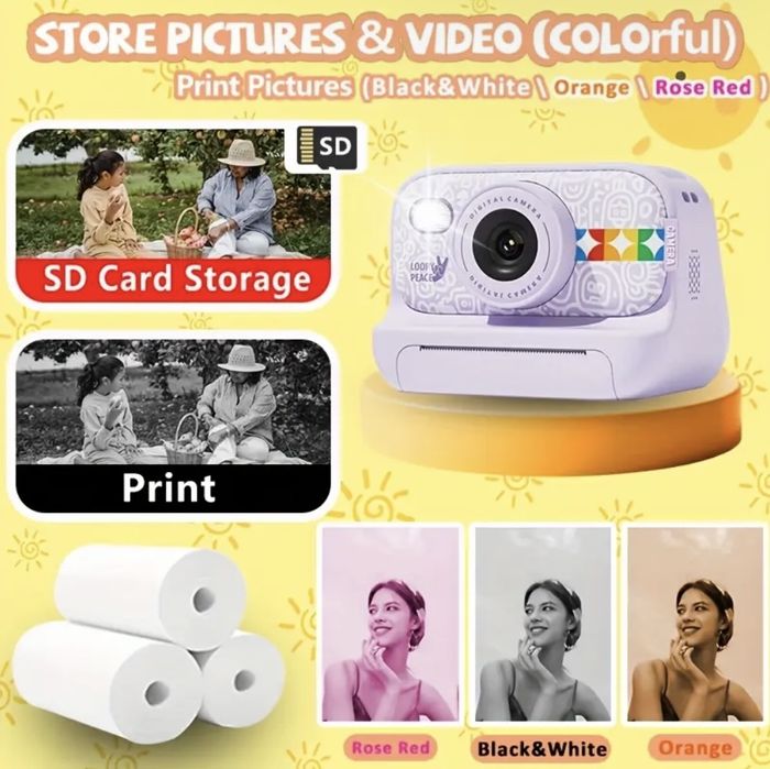 Кольорова миттєва камера з друком фото,  Камера у стилі Polaroid