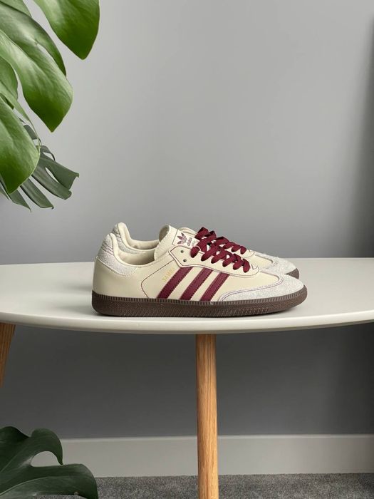 Кросівки Adidas Samba OG Wonder White Maroon (36-41)