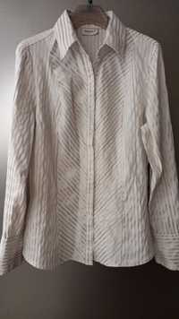 Bluzka rozpinana koszula biała ze srebrnymi paskami L-XL 40-42 JakNowa