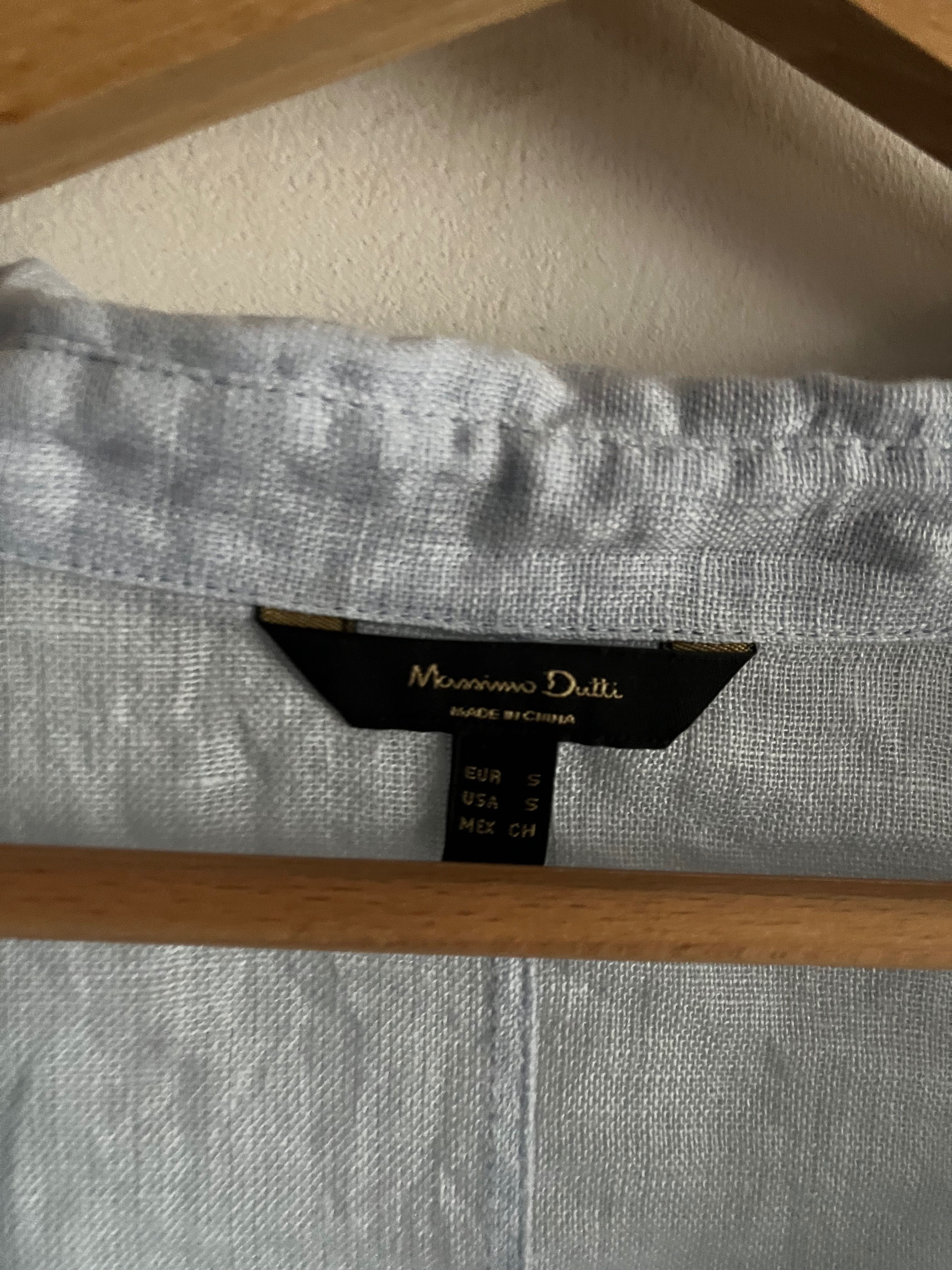 Massimo Dutti Koszula 100% lniana r. M Niebieska