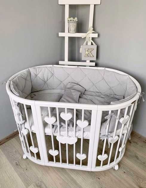 Дитяче ліжко-трансформер Ingvart Smart Bed 9 в 1 Oval (60*72)з серцями