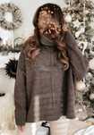 Sweter OVERSIZE z golfem DAVERO czekoladowy
