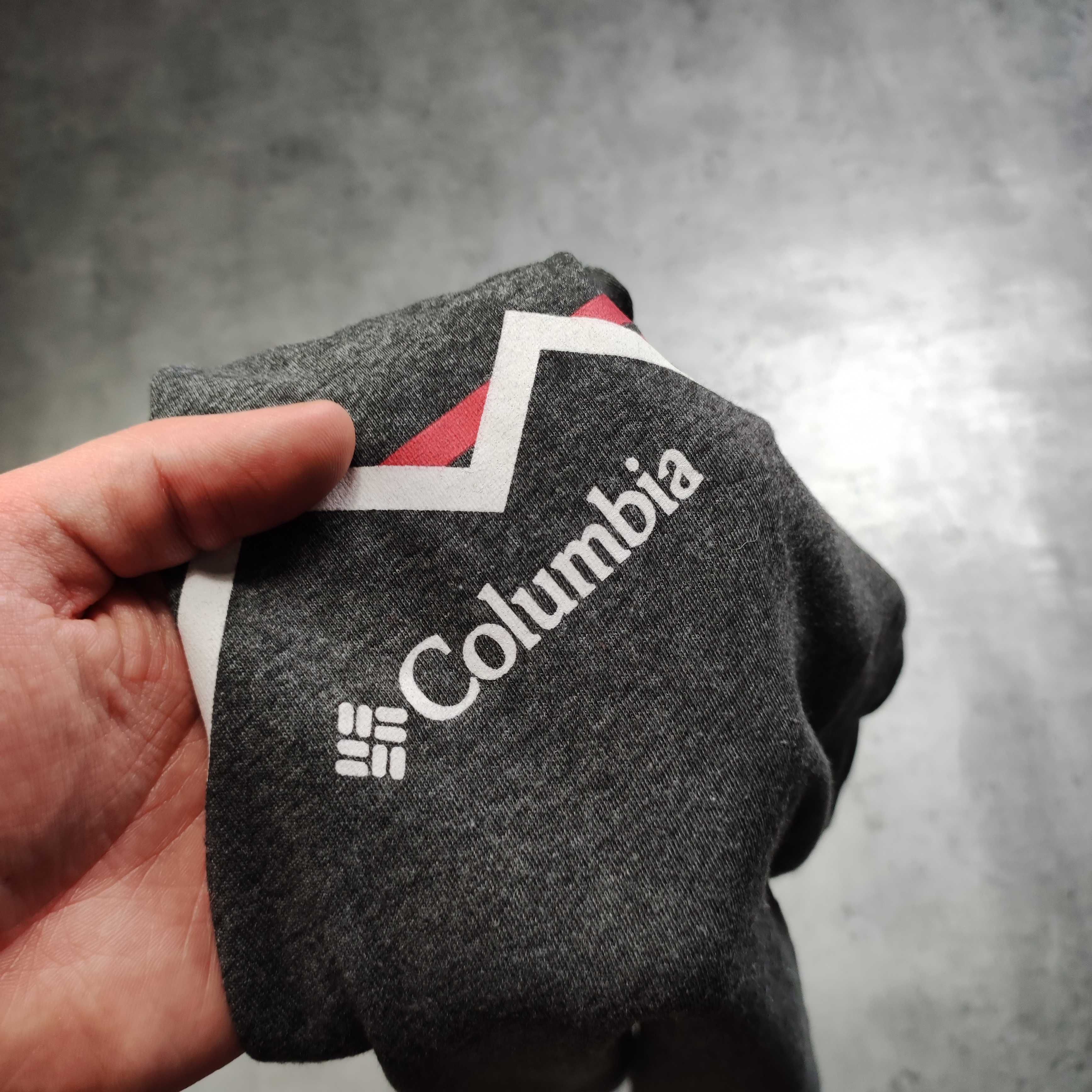 MĘSKA Koszulka Bawełna Trekking Casual Szara Duże Logo Columbia Góry