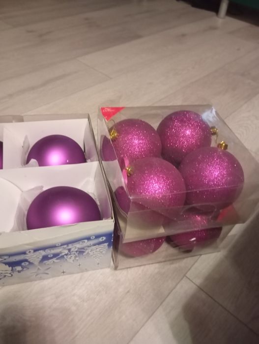 Zestaw bombek różowe i fioletowe