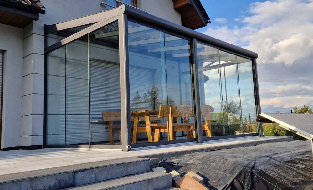 Ogród zimowy SZKLANY Zabudowa tarasu 506x300 Cena z Montażem