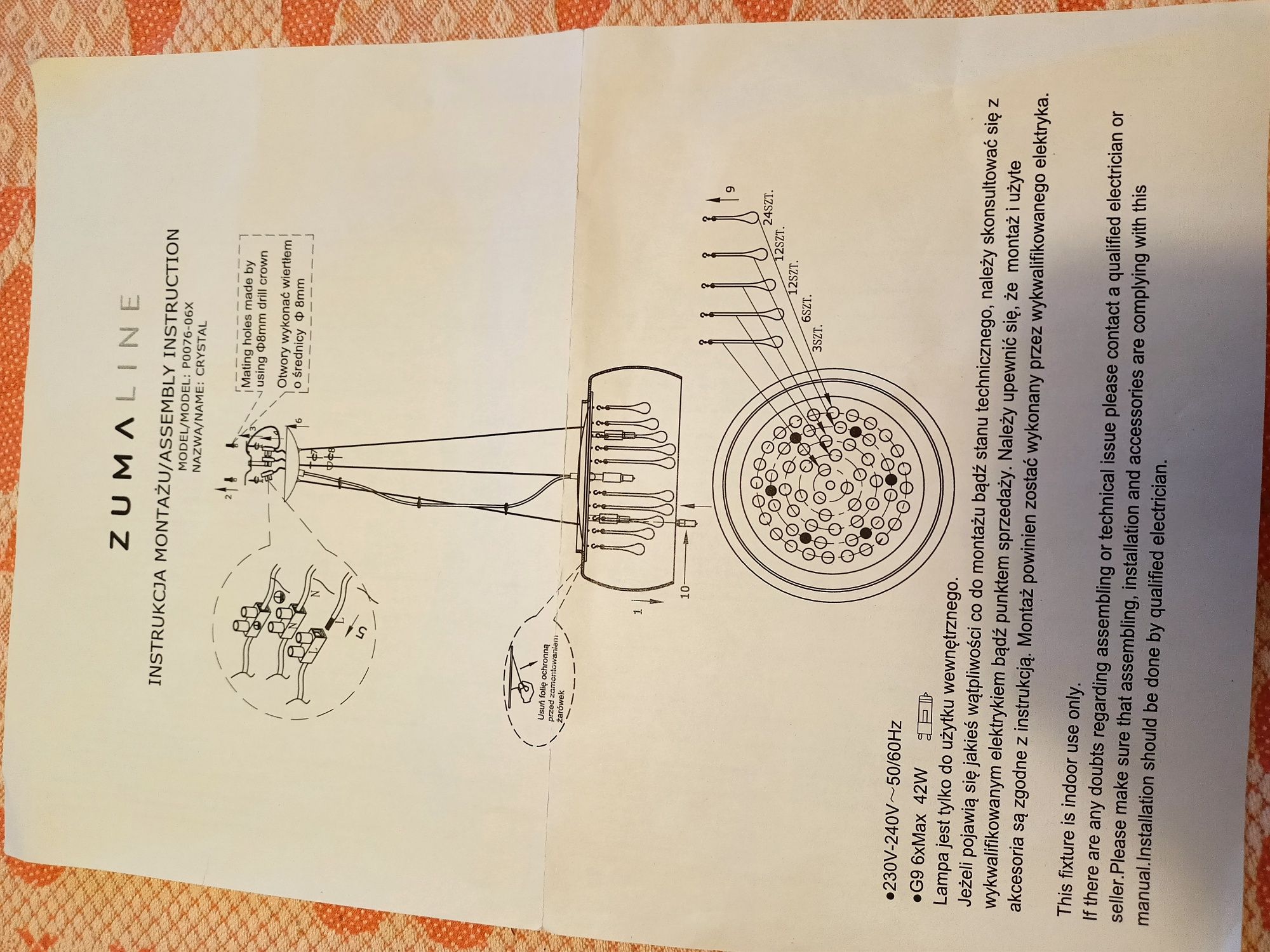 Lampa wisząca sufitowa Zuma line P0076-06x