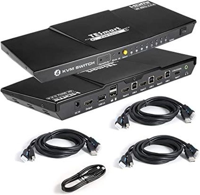 KVM-перемикач TESmart USB-C+HDMI 4K при 60 Гц вихід 4-в-1