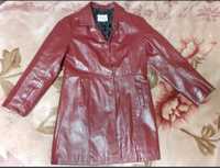 Vera pelle шкіряний бордовий плащ куртка пальто 44 р