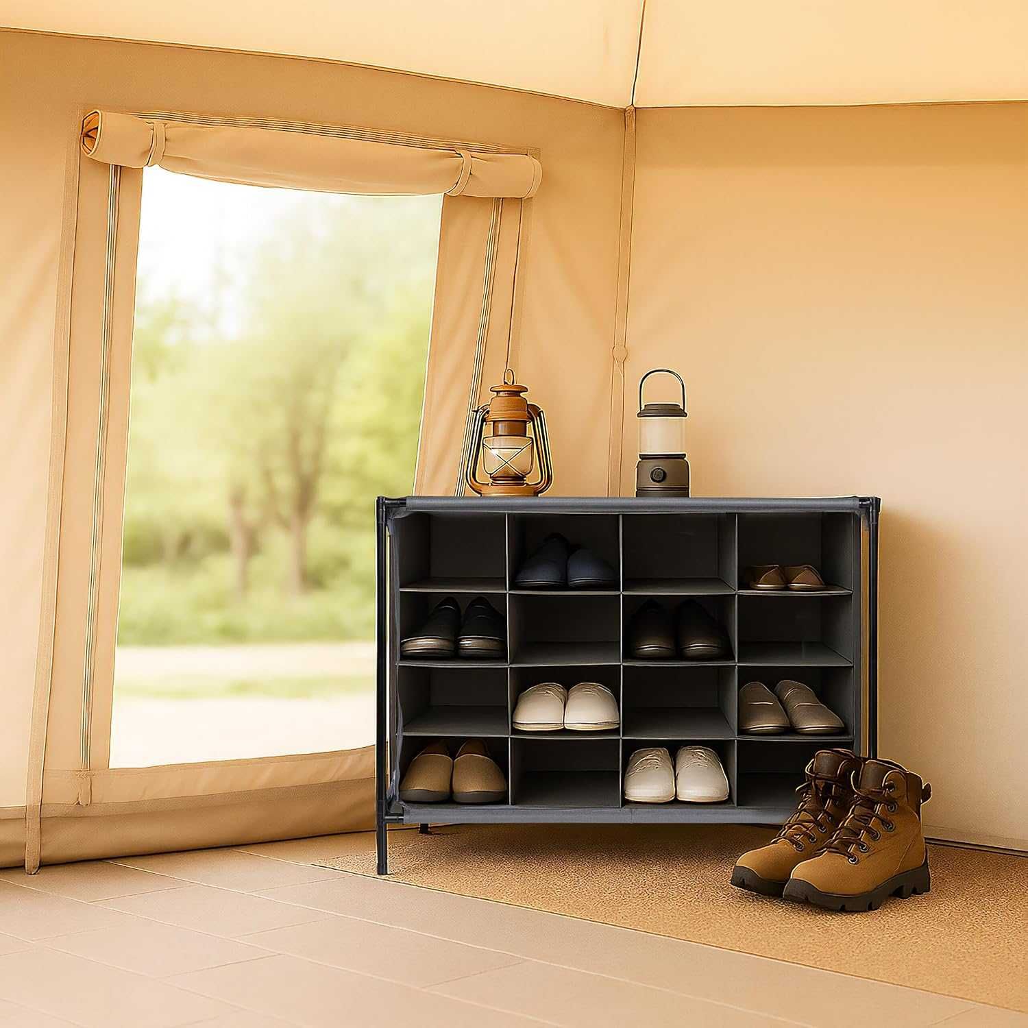 Nowy Regał na Buty Materiałowy 16 Przegródek Szafa na Buty 65x84x36cm