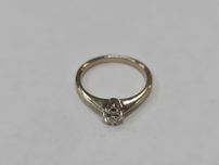 Złoty pierścionek/ 585/ 2.27 gram/ R12/ 0.20 CT/ KRUK/ Jedyny