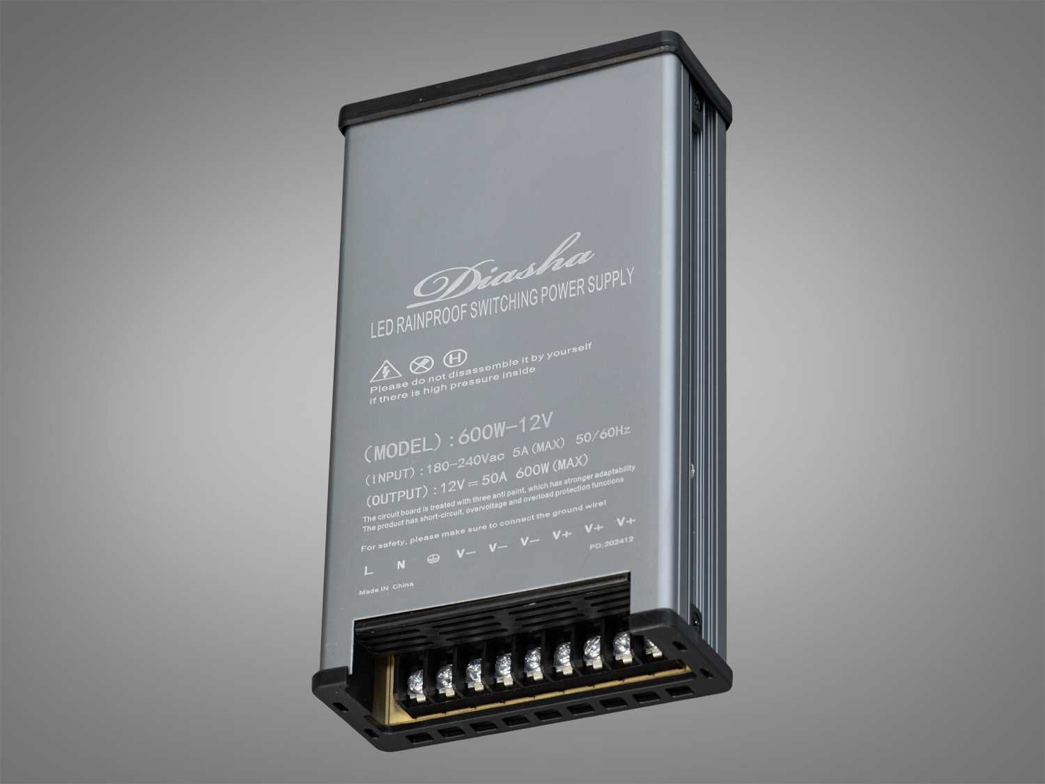 Блок живлення 12В, із захистом від дощу, 600Вт, 50А NPA-12v-600w-IP44