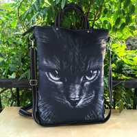 Plecak-torba 3w1 wodoodporna Obsidian Cat handmade