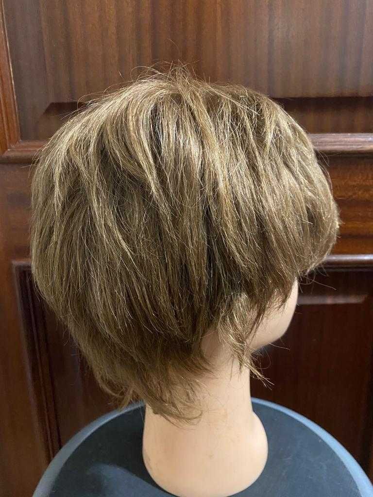 Peruca/ Prótese capilar / Cabeleira , Cabelo Natural, Castanho, Curto