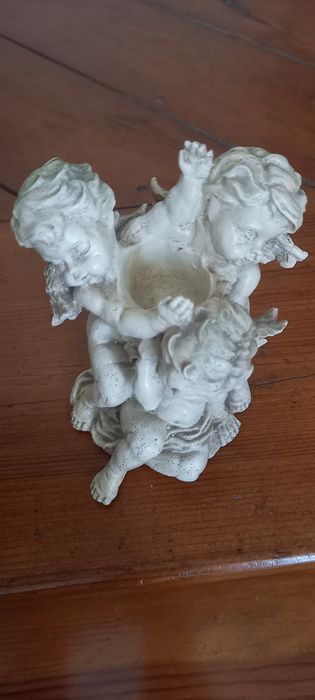 Castiçal com 3 anjos em marfinite