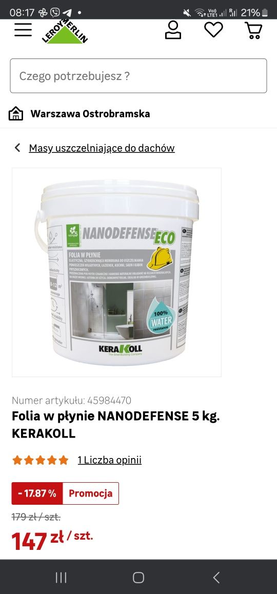 Hydroizolacja KERAKOLL folia w  płynie plyna folia Eco