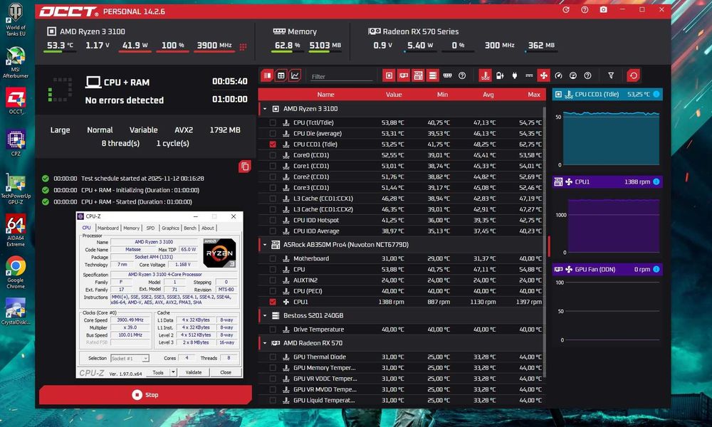 ПК RX570 8gb+ Ryzen 3 3100+ 8/16Gb DDR4 3200mhz ігровий компьютер AM4