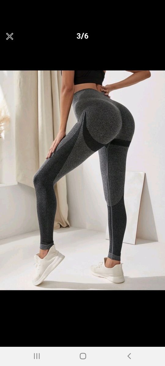 Legginsy szare melanż ombre sombre czarne sportowe gym shark strong