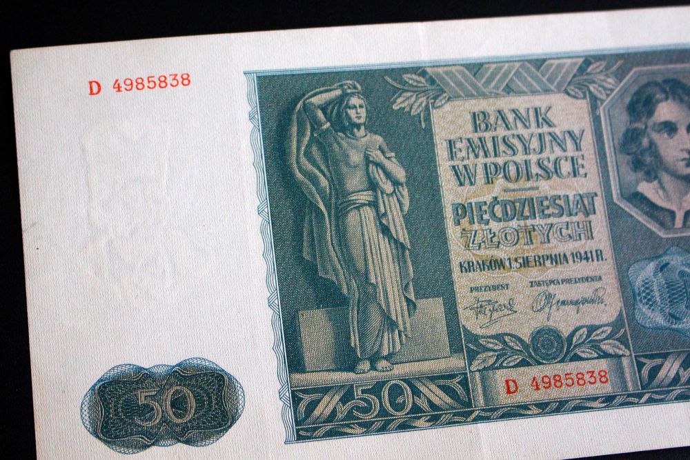 Banknot 50 zł 1941 rok seria D